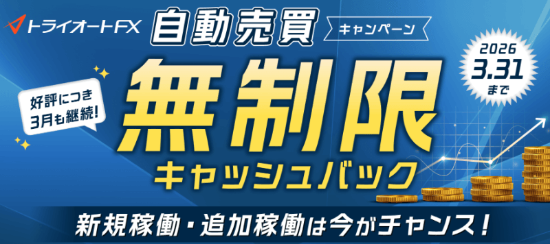 トライオートFXの無制限キャッシュバック